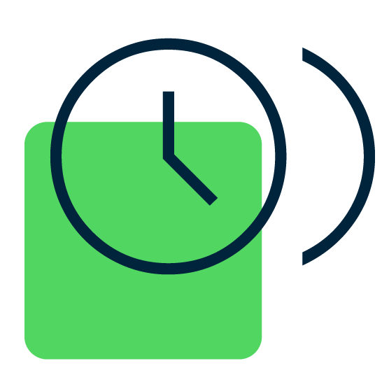 Symbol showing green square and clock